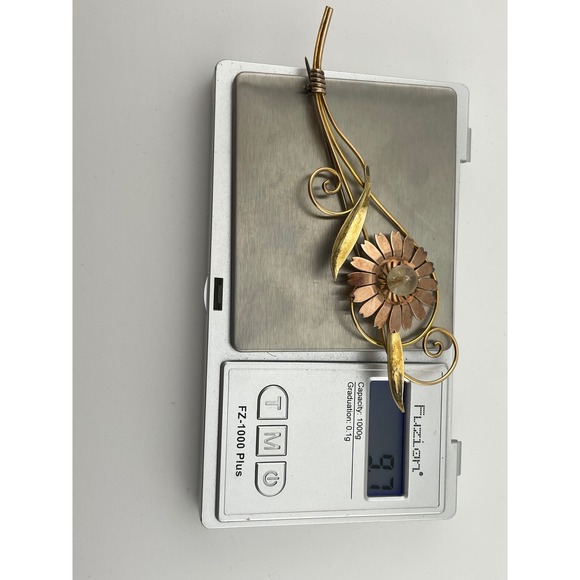 Van Dell Sterling & 12K Gold Filled Floral‎ Spray Brooch 1940s Vintage retro era - Picture 10 of 10